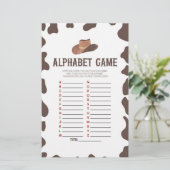 Cowboy Rodeo Western Alphabet Baby Showspiel Briefpapier (Stehend Vorderseite)