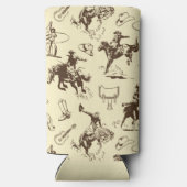 Cowboy Rodeo Western Beige und Brown Selters Dosenkühler (Rückseite)