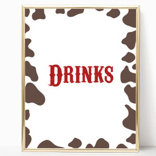 Cowboy Rodeo Western Drinks Tisch Party Zeichen Poster