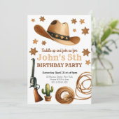 Cowboy Rodeo Western Geburtstag Einladung (Stehend Vorderseite)