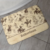 Cowboy Rodeo Western Pferde Personalisiert Badematte