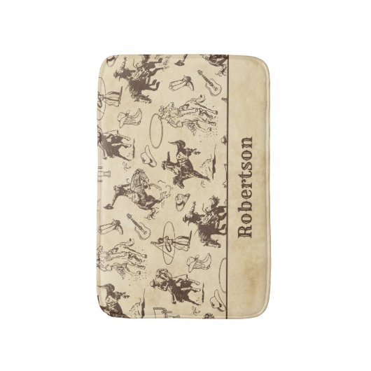Cowboy Rodeo Western Pferde Personalisiert Badematte (Vorderseite Vertikal)