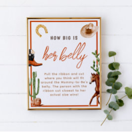 Cowboy Rodeo Wie groß ist ihr Baby-Duschspiel Poster