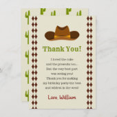 Cowboy Rodeo Wild West Kids Boys Birthday Party Dankeskarte (Vorne/Hinten)