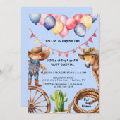 Cowboy Rootin'Rootin' Time Birthday Einladung (Vorne/Hinten)