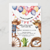 Cowboy Rootin'Rootin' Time Birthday Einladung (Vorne/Hinten)