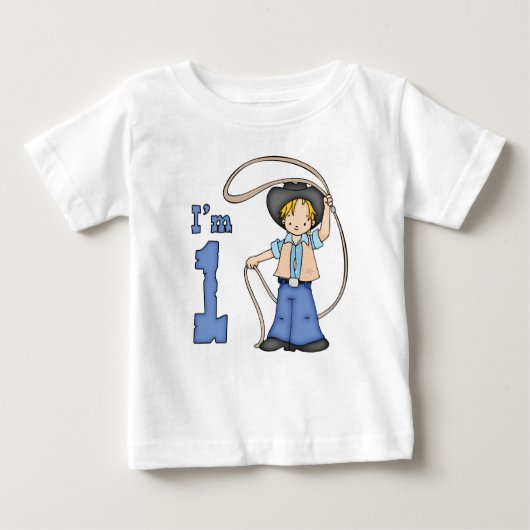 Cowboy Roper 1. Geburtstag Baby T-shirt (Vorderseite)