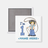 Cowboy Roper 1. Geburtstag Magnet (Vorderseite/Rückseite)