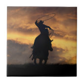 Cowboy Roping Art Tile Fliese (Vorderseite)