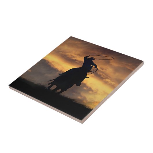 Cowboy Roping Art Tile Fliese (Seite)
