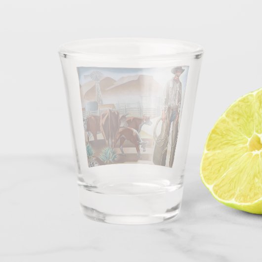 Cowboy Roping Cattle Schnapsglas (Rückseite)