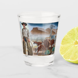 Cowboy Roping Cattle Schnapsglas