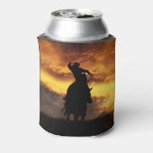 Cowboy Roping mit Pferd und Sonnenuntergang Dosenkühler (Kanne Rückseite)