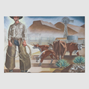 Cowboy Roping Rinderteppich Seidenpapier