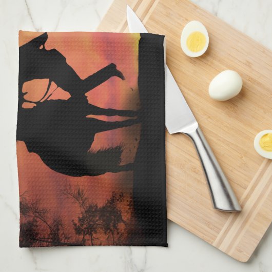 Cowboy Roping Rodeo  Geschirrtuch (Viertel Falte)