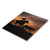 Cowboy Roping Steer bei Sunset Fliese (Seite)
