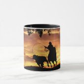 Cowboy Roping Steer bei Sunset Tasse (Zentrum)
