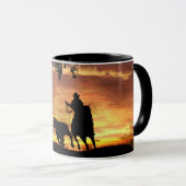 Cowboy Roping Steer bei Sunset Tasse (VorderseiteRechts)