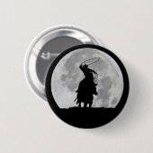 Cowboy Roping Steer in der Vollmondlichtwelt Surre Button (Vorne & Hinten)