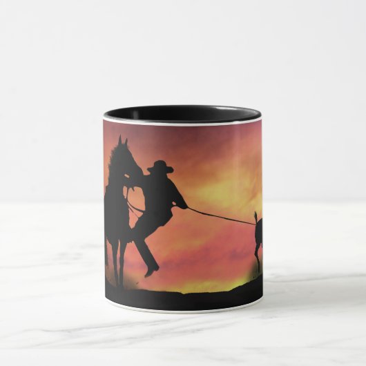 Cowboy Roping und Pferd Tasse (Zentrum)