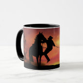 Cowboy Roping und Pferd Tasse (Vorderseite Links)