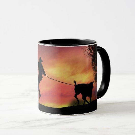 Cowboy Roping und Pferd Tasse (VorderseiteRechts)