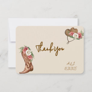 COWBOY ROSA BLUMEN HOCHZEITSPAAR EINLADUNG