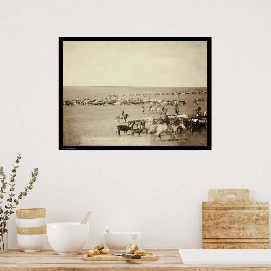 Cowboy Round-Up in Belle Fouche SD 1887 Poster (Küche)