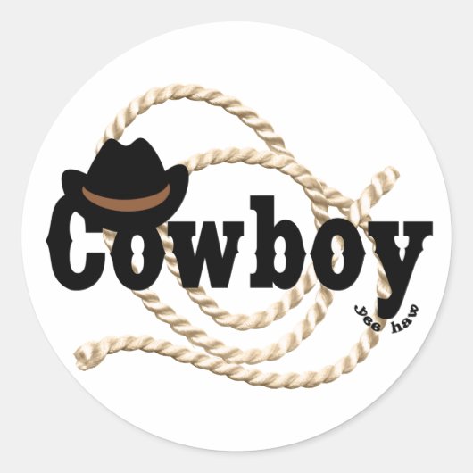 Cowboy Runder Aufkleber (Vorderseite)