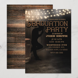 Cowboy Rustic Country Saloon Pub Graduierungsparty Einladung