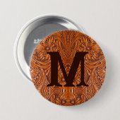 Cowboy Rustic Western Land Hochzeitsmonogramm Button (Vorne & Hinten)