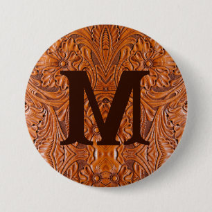 Cowboy Rustic Western Land Hochzeitsmonogramm Button