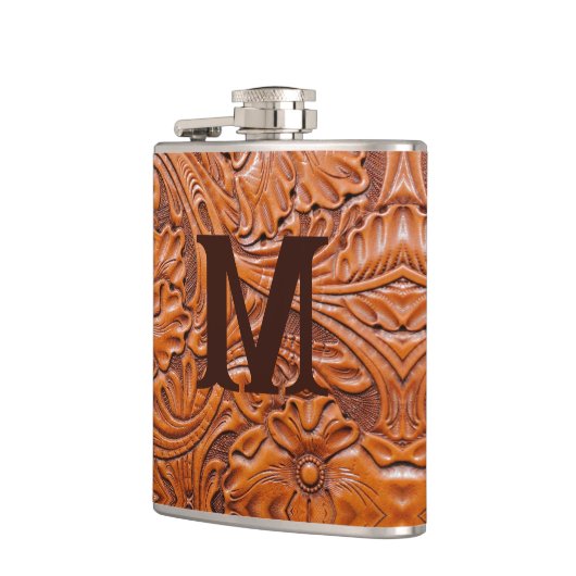 Cowboy Rustic Western Land Hochzeitsmonogramm Flachmann (Links)