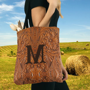 Cowboy-Rustic-Western-Landhochzeitsmonogramm Tasche