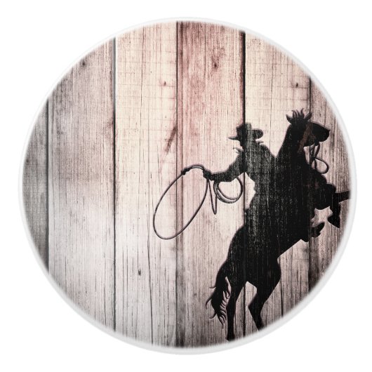 Cowboy Rustic Wood Barn Country Wild West Keramikknauf (Vorderseite)