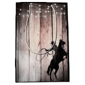 Cowboy Rustic Wood Barn Country Wild West Mittlere Geschenktüte (Vorderseite)