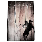 Cowboy Rustic Wood Barn Country Wild West Mittlere Geschenktüte (Rückseite)