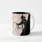 Cowboy Rustic Wood Barn Country Wild West Zweifarbige Tasse (VorderseiteRechts)