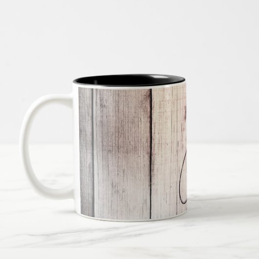 Cowboy Rustic Wood Barn Country Wild West Zweifarbige Tasse (Links)