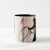 Cowboy Rustic Wood Barn Country Wild West Zweifarbige Tasse (Mittel)