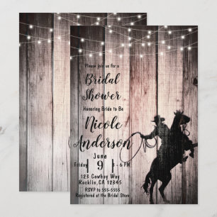 Cowboy Rustikale Holzscheune Landhochzeit Brautpar Einladung