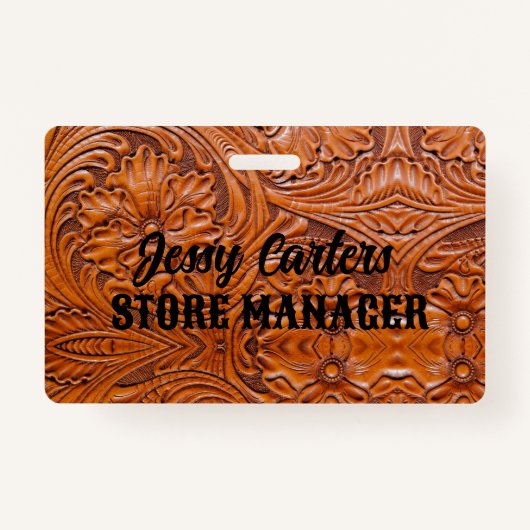 Cowboy Rustikaler Western Land geschossenes Leder Ausweis (Vorderseite)