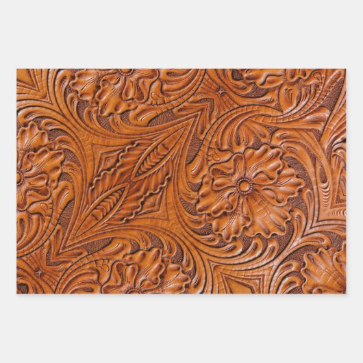 Cowboy Rustikaler Western mit handgefertigtem Lede Geschenkpapier Set (Vorderseite 3)