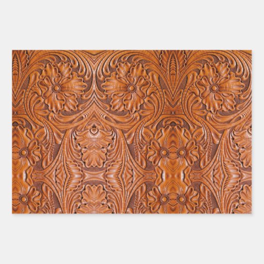 Cowboy Rustikaler Western mit handgefertigtem Lede Geschenkpapier Set (Vorderseite 2)