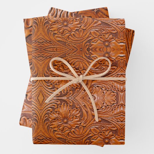 Cowboy Rustikaler Western mit handgefertigtem Lede Geschenkpapier Set (Beispiel)