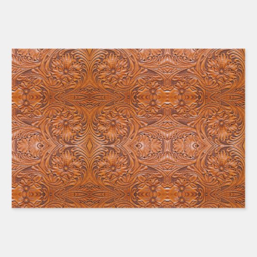 Cowboy Rustikaler Western mit handgefertigtem Lede Geschenkpapier Set (Vorderseite)