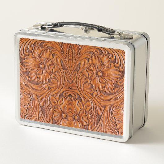 Cowboy Rustikaler Western mit handgefertigtem Lede Metall Brotdose (Rückseite)