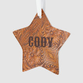 Cowboy Rustikaler Western mit handgefertigtem Lede Ornament (Vorderseite)