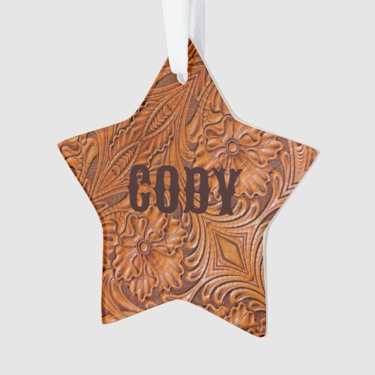 Cowboy Rustikaler Western mit handgefertigtem Lede Ornament (Vorderseite)