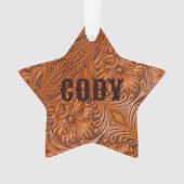 Cowboy Rustikaler Western mit handgefertigtem Lede Ornament (Vorderseite)